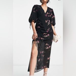 All saints black floral dress
